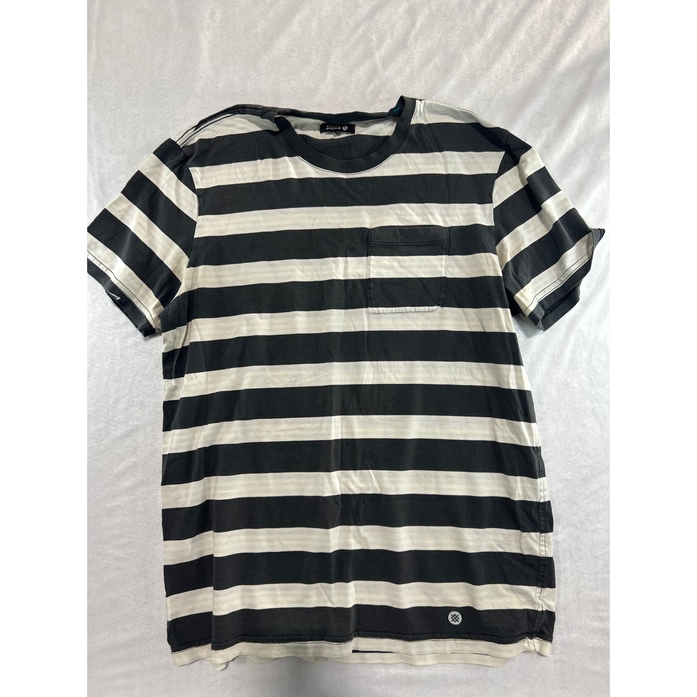 Stance Black and White Striped Short Sleeve Tee